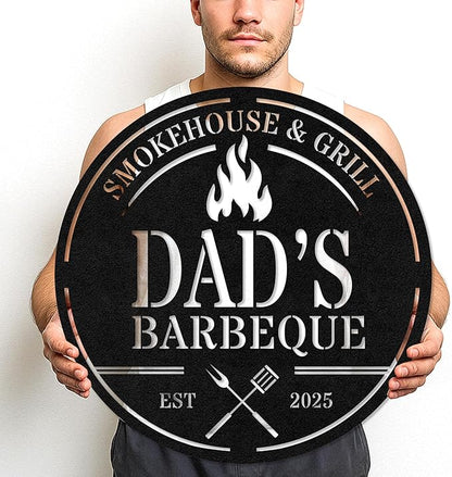 Personalized BBQ Corner Metal Sign, Custom Grill Name Cut Wall Art for Outdoor Kitchen, Rustic Patio and Backyard Gift