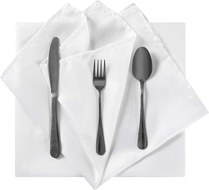 Cloth Napkins 17x17 inch Washable Polyester Dinner Napkins Soft Table Napkins for Wedding Party Dining Banquet(White,25PCS)
