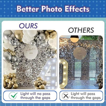 Qcity Emerald Green Shimmer Wall Backdrop 36PCS, Black Back Not See-Through Design, Square Sequin Glitter Backdrop Panel, Perfect for Outdoor Events, Birthdays, Wedding and Party Decoration