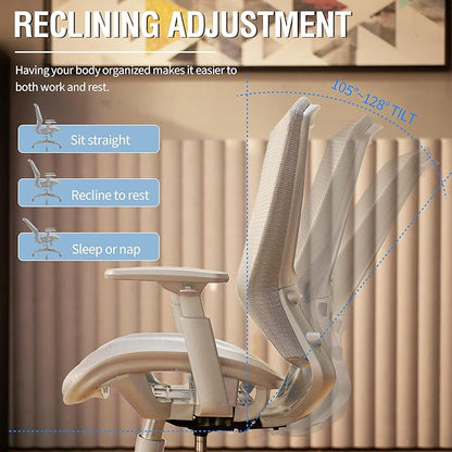 ELABEST Mesh Office Chair,Ergonomic Computer Desk Chair,Sturdy Task Chair- Adjustable Lumbar Support & Armrests,Tilt Function,Comfort Wide Seat,Swivel Home Office Chair
