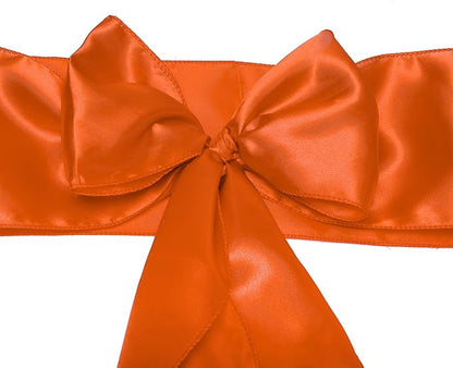 VDS Satin Chair Sashes Chair Cover Back Tie Sateen Bows Ribbon for Wedding Birthday Graduation Engagement Ceremony Event Party Banquet Venue Hotel All Dining Chair Decoration (50PC) (Brunt Orange)