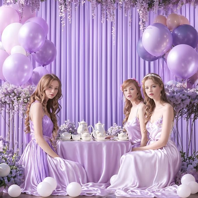Lavender Backdrop Curtain for Parties Wedding Wrinkle Free Light Purple Photo Curtains Backdrop Drapes Fabric Decoration for Baby Shower Photoshoot 5ft x 8ft,2 Panels