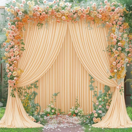 10x10 Dark Champagne Backdrop Curtain for Parties Wedding Baby Shower Wrinkle Free Photo Curtains Backdrop Drapes Fabric Decoration for Bridal Shower 5ft x 10ft,2 Panels