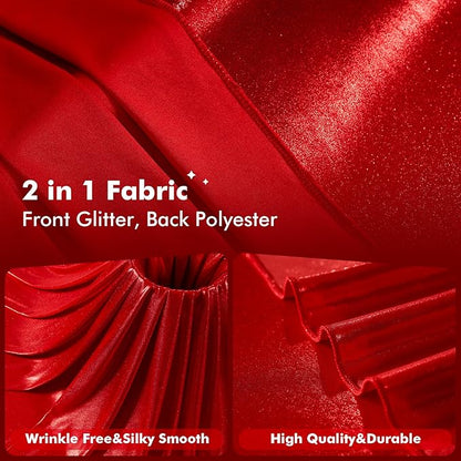 10x10ft Shimmer Red Sequin Backdrop Curtain for Parties, Thick Wrinkle Free Glitter Backdrop Drapes Photo Back Drop Curtains for Birthday Wedding Party Photography Background-2 Panels 5x10ft