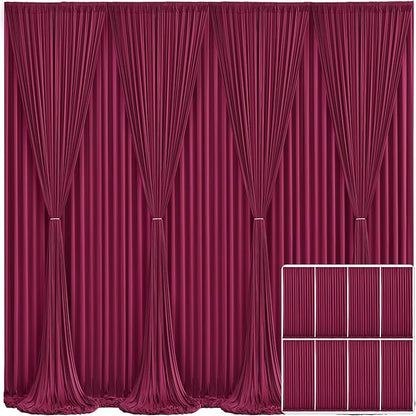 8 Panels Burgundy Backdrop Curtain for Wedding Parties Wrinkle Free Maroon Photo Curtains Backdrop Drapes Fabric Decoration for Birthday Bridal Shower Ceremony 40ft(W) x 10ft(H)