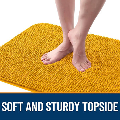 OLANLY Dog Door Mat for Muddy Paws 59x32, Absorbs Moisture and Dirt, Absorbent Non-Slip Washable Doormat, Quick Dry Chenille Mud Mat, Entry Indoor Entryway Carpet for Inside Floor, Golden Yellow