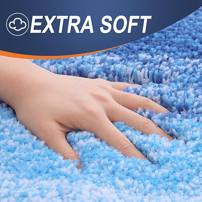 OLANLY Bathroom Rugs Mat 50x30, Extra Soft Absorbent Microfiber Bath Rugs, Rubber Backing, Quick Dry, Washable Bath Mats for Bathroom Floor, Tub and Shower, Home Decor Accessories, Light Royal Blue
