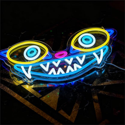 Tiger Neon Sign, Fierce Animal Wall Light, Blue Pink Yellow LED Art, Fantasy Game Room Light (11.2"x16.5")