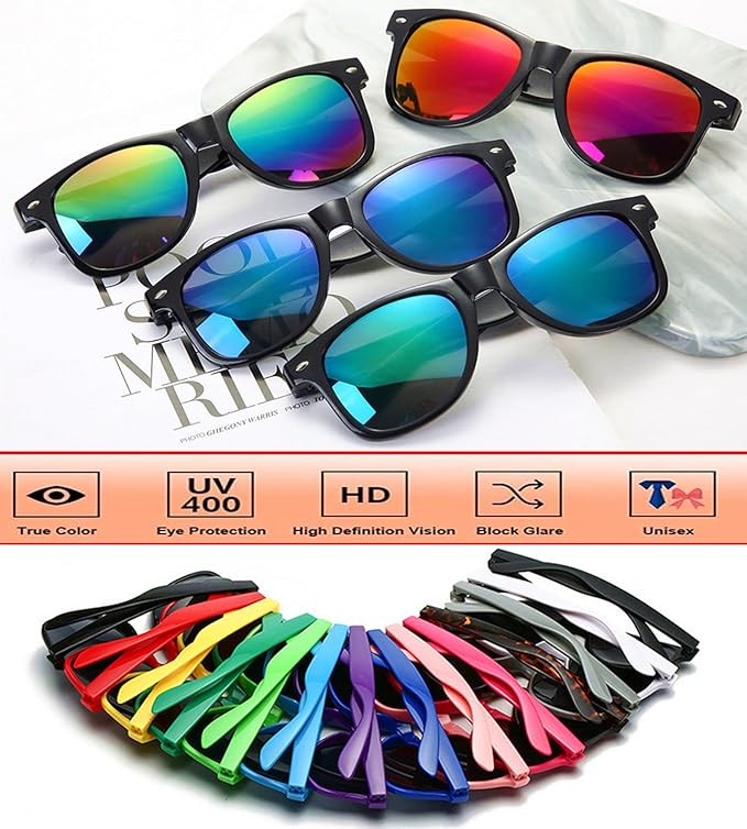Fsmiling Neon Sunglasses Bulk Adult Party Sunglasses 80s Glasses Shades for Men Women Party Favors-15Pack,UV Protection