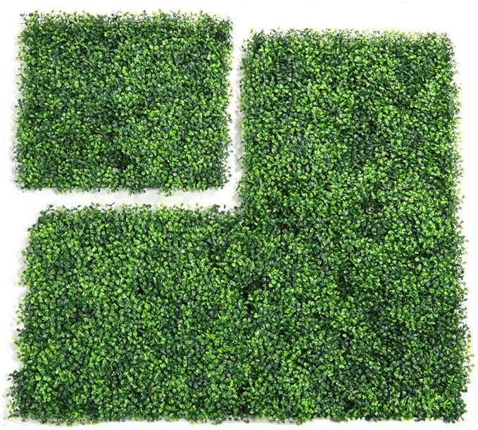 ZXMOTO 20"x20" Artificial Boxwood Hedge Panels 12PCS Artificial Boxwood Panels Topiary Hedge Plant Faux Grass Wall Decoration Faux Greenery Wall Panel for Indoor Outdoor Garden Backyard Home Decor