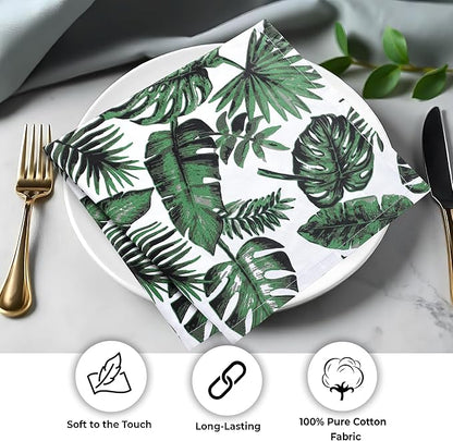 Urban Villa Cloth Napkins Set of 12 20x20 Inches 100% Cotton Napkins Cloth Washable Soft Durable Reusable Absorbent Table Dinner Napkins Cloth for Hotel Lunch Restaurant Weddings Parties - Tropical