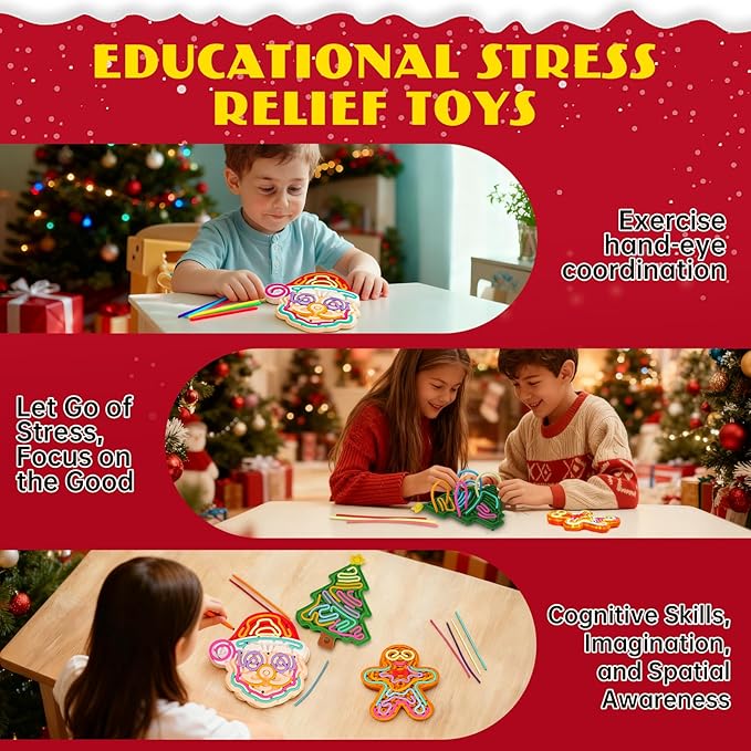Christmas 2025 Sensory Fidget Boards, Stress Relief Maze Toys with Santa Claus, Gingerbread Man Christmas Tree, Anxiety Autistic ADHD Toy for Kid Toddler Boys Teens Girls Activity Gifts Party Favor 3+