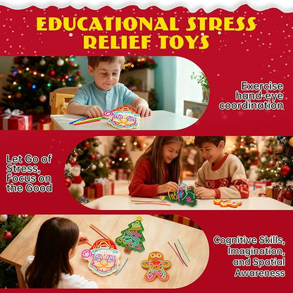Christmas 2025 Sensory Fidget Boards, Stress Relief Maze Toys with Santa Claus, Gingerbread Man Christmas Tree, Anxiety Autistic ADHD Toy for Kid Toddler Boys Teens Girls Activity Gifts Party Favor 3+