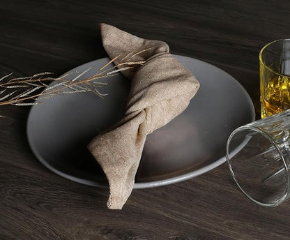 Native Fab Cloth Napkin Set of 12, 100% Chambray Cotton, Washable, Reusable Dinner Cloth Napkin 17x17 inches, Table Decor Napkins for Dinner, Events, Brown