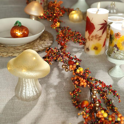 Fall Garland with Lights 6.5FT Battery Operated Halloween Lights with Remote Control - 25 LEDs Warm Orange Fall Fairy Lights for Thanksgiving Halloween Mantle Table Fall Decorations