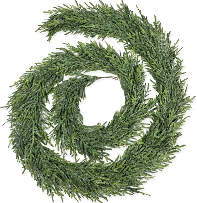 9FT Christmas Pine Garland - Real Touch Green Garland - Artificial Realistic Cedar Garlands for Mantel, Staircase, Tabletop - Indoor Outdoor Winter Christmas Decor