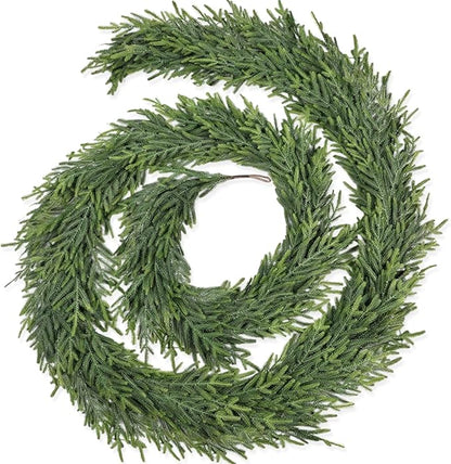 9FT Christmas Pine Garland - Real Touch Green Garland - Artificial Realistic Cedar Garlands for Mantel, Staircase, Tabletop - Indoor Outdoor Winter Christmas Decor