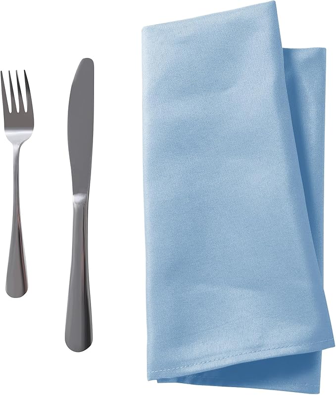 50pcs Polyester Cloth Napkins - 20 x 20 inch Blue Mist Dinner Washable Napkins with Hemmed Edges for Restaurant/Wedding/Hotel(50,Blue Mist)