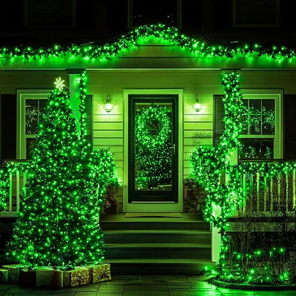 Nisocy 66FT 200 LED Green String Lights with Green Wire, Waterproof Christmas Tree Fairy Lights with 8 Modes, Indoor Outdoor Seasonal Decorative Lighting for Holiday, Party, Garden