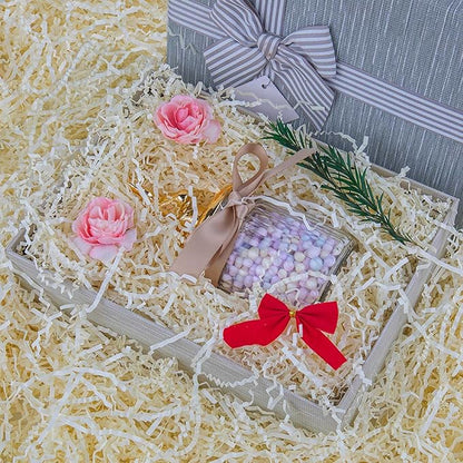 Caleihd 1/2 LB Crinkle Cut Paper Shredded Filler Paper for Gift Baskets Gift Box Confetti Paper Shreds Decoration Stuffing for Birthday, Weddings, Anniversaries, Christmas Wrapping Oyster White