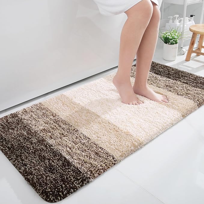 OLANLY Bathroom Rugs Mat 50x30, Extra Soft Absorbent Microfiber Bath Rugs, Rubber Backing, Quick Dry, Machine Washable Bath Mats for Bathroom Floor, Tub and Shower, Home Decor Accessories, Light Brown