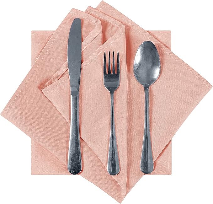 Cloth Napkins 17x17 inch Washable Polyester Dinner Napkins Soft Table Napkins for Wedding Party Dining Banquet(Dusty Pink,12PCS)