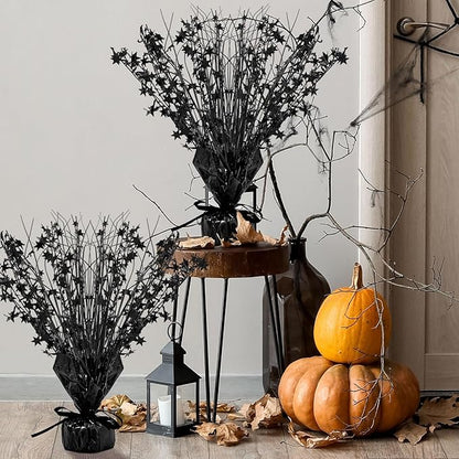 Crowye 18 Pcs Foil Spray Centerpiece Christmas Party Winter Star Table Decoration Burst Metallic Table Centerpieces for Birthday Party Season Holiday(Black)