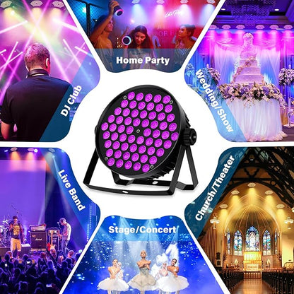 Stage Par Lights,90W 60 LED RGB Stage Par Light DJ Can Lights Sound Activated Auto Play by Remote&DMX Control DJ Stage Party Lighting for Events Wedding Church Party DJ Live Show 4Pack