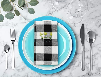 Cloth Napkins Reusable Cloth Dinner Black & White Napkins Set of 12 Cotton Gingham Check 16x16 Inches Cloth Napkins for Parties Weddings Washable Table Napkins Cocktail Napkin Thanksgiving Decor