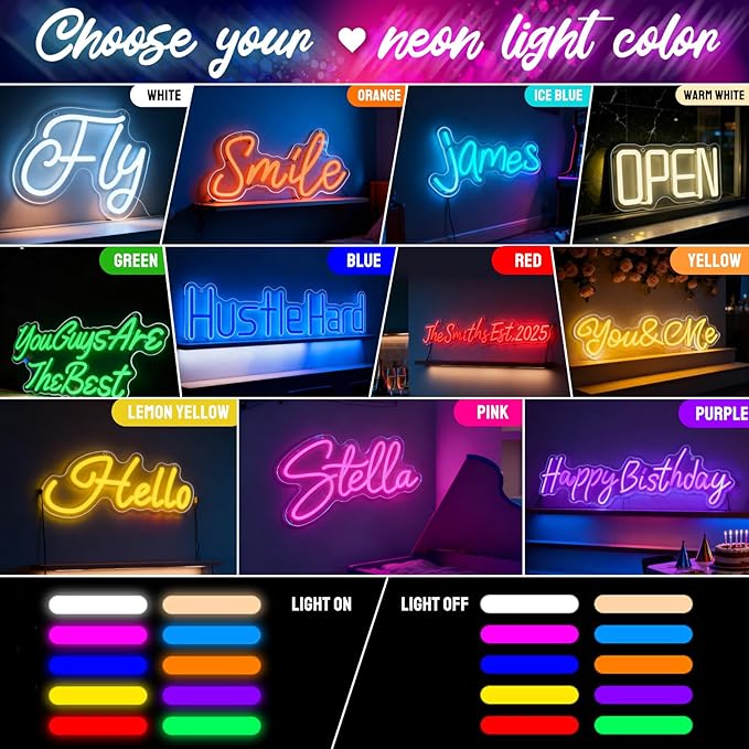 Custom Neon Sign for Wall Decor, Christmas Wall Decorations Personalized Neon Name Sign for Kids Happy Birthday, Customizable Gifts for Wedding Lighted & Neon Sign (Pink)