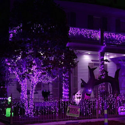 Dazzle Bright Purple Halloween Fairy String Lights, 4 Pack Total 80FT 240LED Copper Wire Battery Operated Waterproof Lights, Halloween Decorations for Indoor Home Outdoor Patio Yard Party Decor