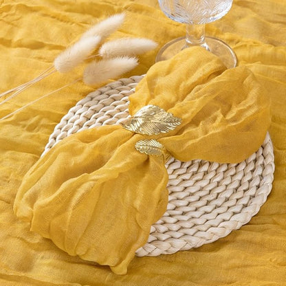Socomi Gold Yellow Cheesecloth Napkins Fall Thanksgiving Cheese Cloths Gauze Set of 24 Boho Washable Dinner Table Napkins for Wedding Party Baby Shower Birthday Party Decor