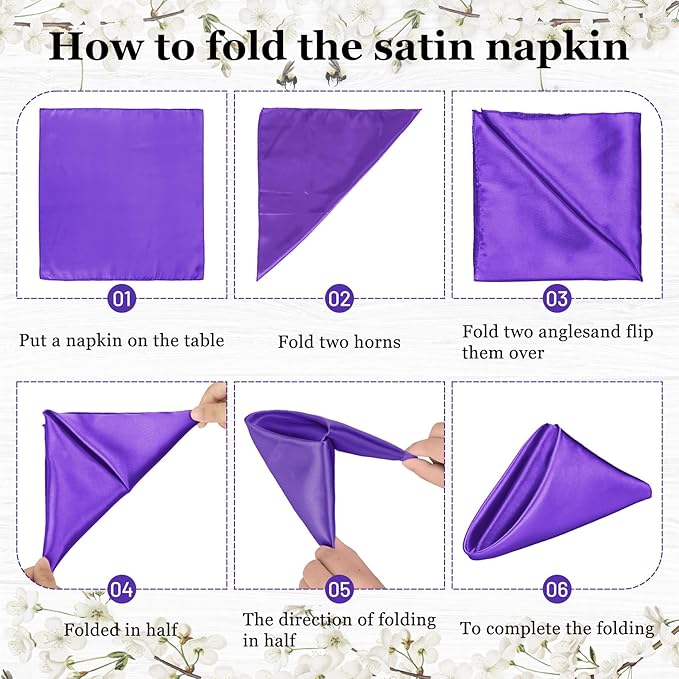 Bailarina 80 Pack Purple Satin Napkins,17x17 Inches Wedding Napkins Square Soft Silky Table Napkins Bulk Decorative Elegant Cloth Napkin for Party Decoration, Banquet,Wedding,Graduation