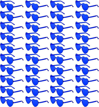 40 Pairs Heart Shaped Sunglasses Bulk, Colorful Rimless Fun Heart Sunglasses for Women Party Favors