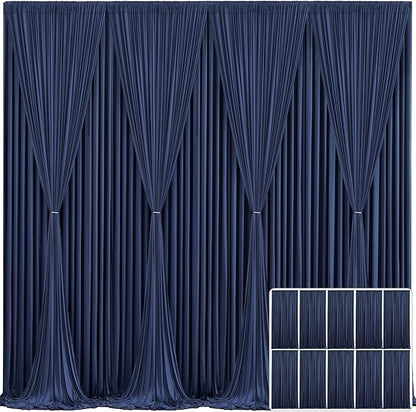 10 Panels Navy Blue Backdrop Curtain for Parties Wrinkle Free Photo Curtains Backdrop Drapes Fabric Decoration for Wedding Birthday Party Baby Shower 50ft(W) x 10ft(H)