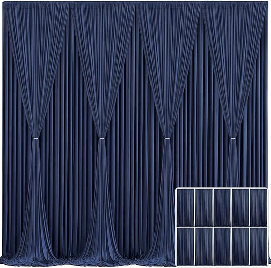 10 Panels Navy Blue Backdrop Curtain for Parties Wrinkle Free Photo Curtains Backdrop Drapes Fabric Decoration for Wedding Birthday Party Baby Shower 50ft(W) x 10ft(H)