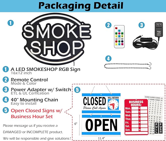 SMOKE SHOP LED Neon Sign for Business,16x12 inch Vape Smoke Shop Sign RGB Bright Led for Window Wall Door VapeSmoke Store