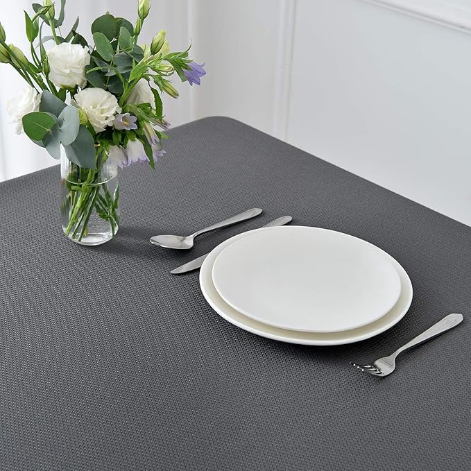 maxmill Jacquard Square Tablecloth Stain Resistant Waterproof Wrinkle Resistant Washable Soft Table Cloth, Fabric Table Cover for Dining Room, Indoor and Outdoor Use, 52 x 52 Inch, Charcoal