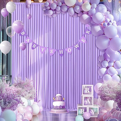 6 Panels Lavender Backdrop Curtain for Parties Wedding Wrinkle Free Light Purple Photo Curtains Backdrop Drapes Fabric Decoration for Baby Shower Photoshoot 30ft(W) x 10ft(H)