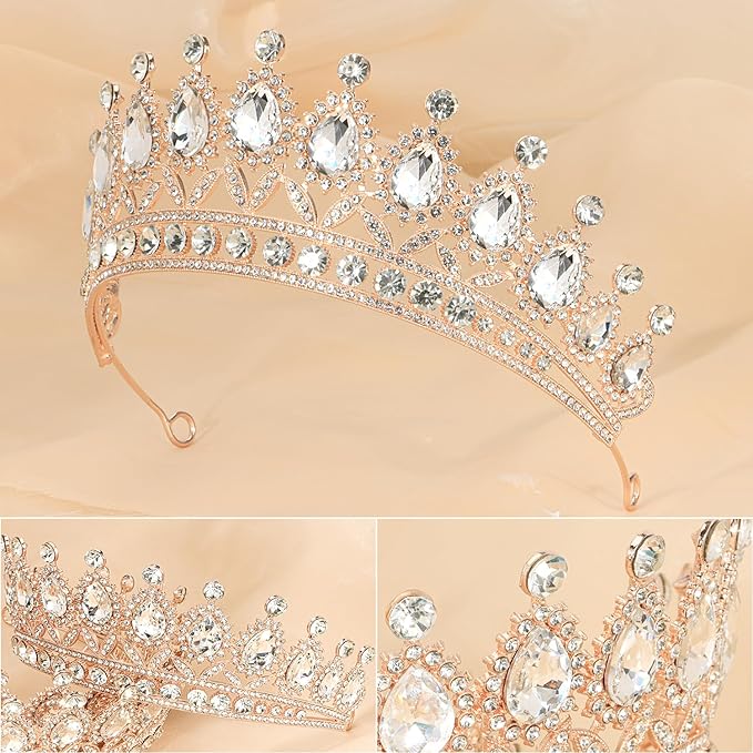 3 Pack Crystal Tiara and Princess Crown,Bridal Wedding Queen Headbands Prom Pageant Birthday Party Hair Accessories