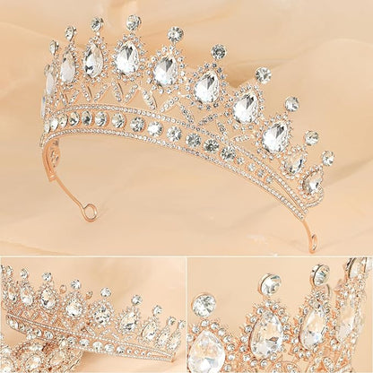 3 Pack Crystal Tiara and Princess Crown,Bridal Wedding Queen Headbands Prom Pageant Birthday Party Hair Accessories
