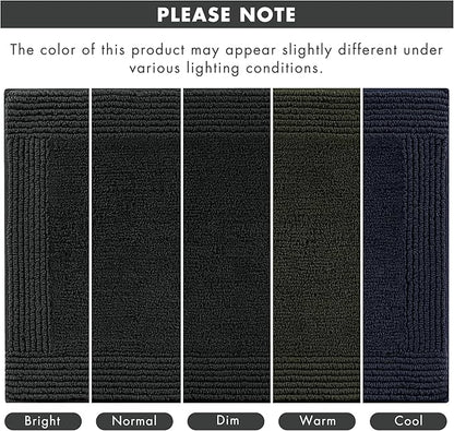 Madison Park Splendor Reversible 100% Cotton Tufted Bathroom Rug-3000 GSM Hotel Quality Luxurious Plush Medium Pile Bath Mat Absorbent, Quick Dry, Shower Room Décor, 20x30 Black
