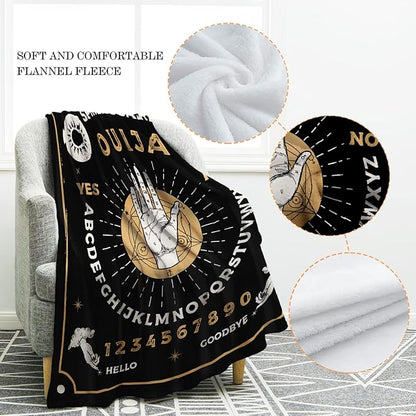 Jekeno Ouija Board Blanket Gifts for Women Kids Girls Toddlers Home Bedroom Living Room Decor Soft Cozy Lightweight Throw Blankets Black 50"x60"