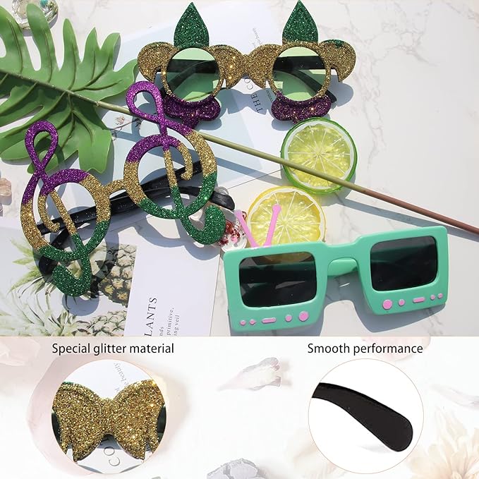 12 Pack Funny Party Sunglasses, Novelty Fun Glasses, Cool Costume Masks for Adults, Kids, Party Favors, Photo Booth Props Sunglasses