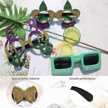 12 Pack Funny Party Sunglasses, Novelty Fun Glasses, Cool Costume Masks for Adults, Kids, Party Favors, Photo Booth Props Sunglasses