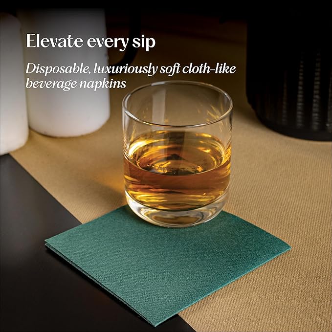 Disposable Linen-Feel Cocktail Napkins, 200-Pack 5" x 5" CHAMPAGNE Paper Beverage Napkins For Bar, Restaurant And Café, Dessert Napkins For Party, Wedding Or Event