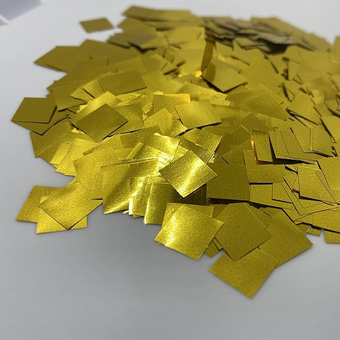 Ultimate Confetti, Fluttering Gold Mylar Shiny Foil Metallic Confetti Squares - Lightweight and Slow-Falling Party Confetti for Cannon and Launcher Use - Best for Celebrations - 1 lb, 16 oz