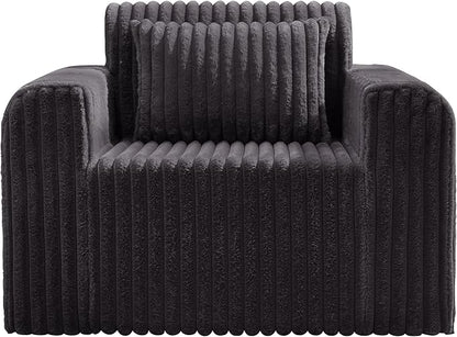 Hobestluk Single Sofa Foam Couch Sofa for Small Spaces Comfy Sofas with Removable Cover Furry Couch with Pillows for Living Room, Bedroom, Apartment, Office (Dark Grey, Standard)