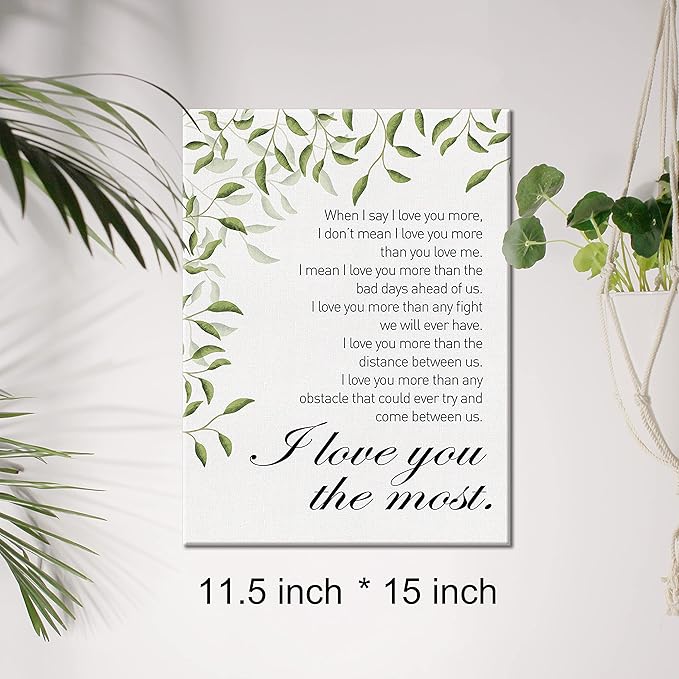 Canvas Wall Art When I Say I Love You More Quote Canvas Print Wedding Marriage Canvas Painting Home Wall Decor Framed Romantic Gift 12x15 Inch