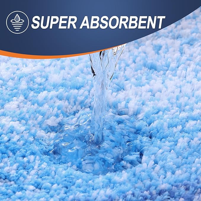 OLANLY Bathroom Runner Rugs 40x24, Extra Soft Absorbent Microfiber Bath Rugs, Rubber Backing, Quick Dry, Washable Bath Mats for Bathroom Floor, Tub and Shower, Home Decor Accessories, Light Royal Blue